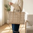 Beige Monogram Tote Bag